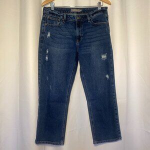 Just USA Womens Phillip Capri Denim Jeans MidRise Indigo 31/12 Distressed EUC